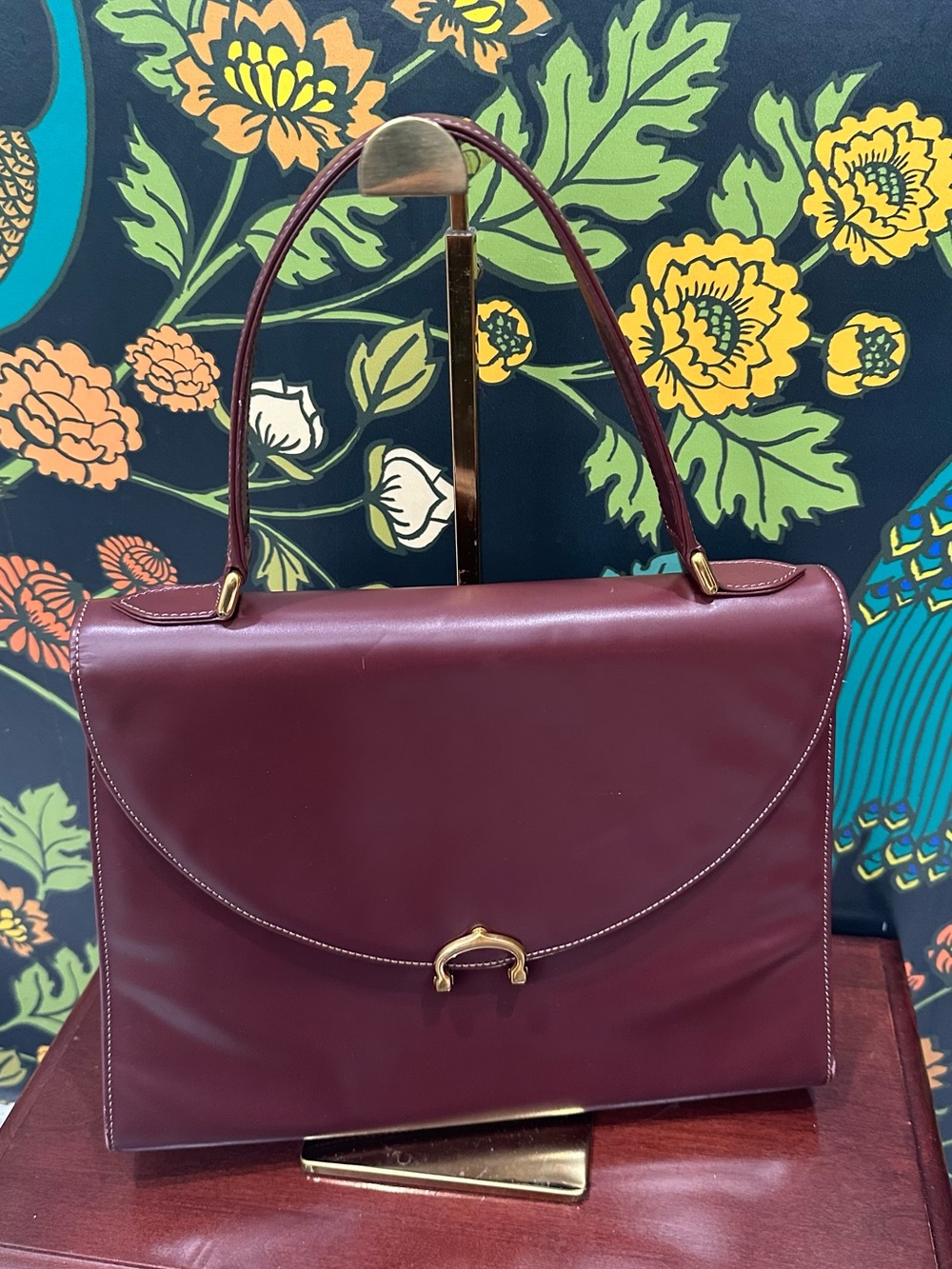 Vintage Must de Cartier Bordeaux Leather Top Handle Handbag Purse France - Picture 8 of 12